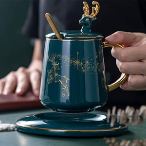 Mug ins Ceramic Cup with lid Spoon Creative Personality Trend Light Luxury Coffee Cup